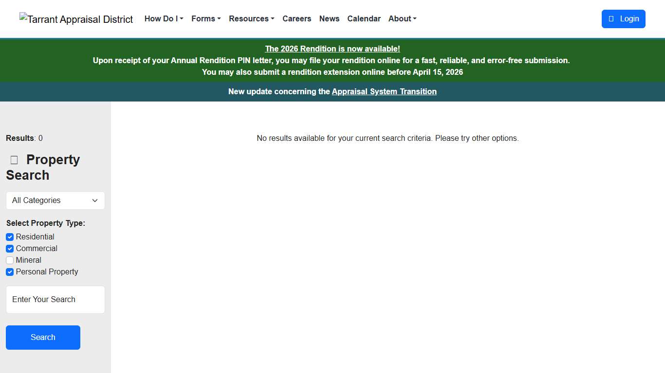 Property Search Results - Tarrant Appraisal District