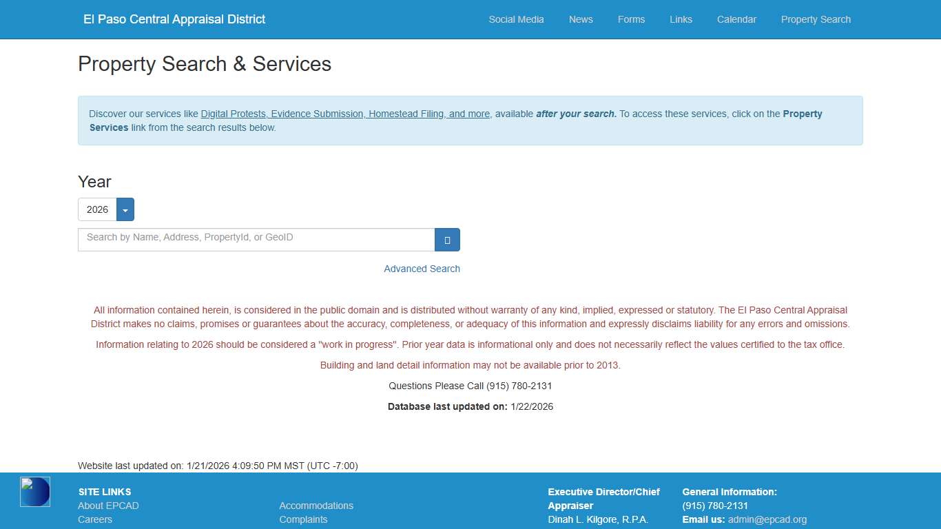 El Paso Central Appraisal District - Index