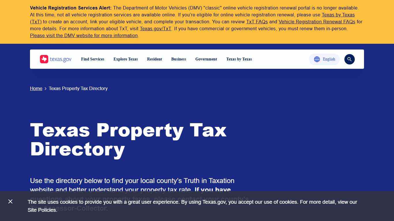 Texas Property Tax Directory | Texas.gov