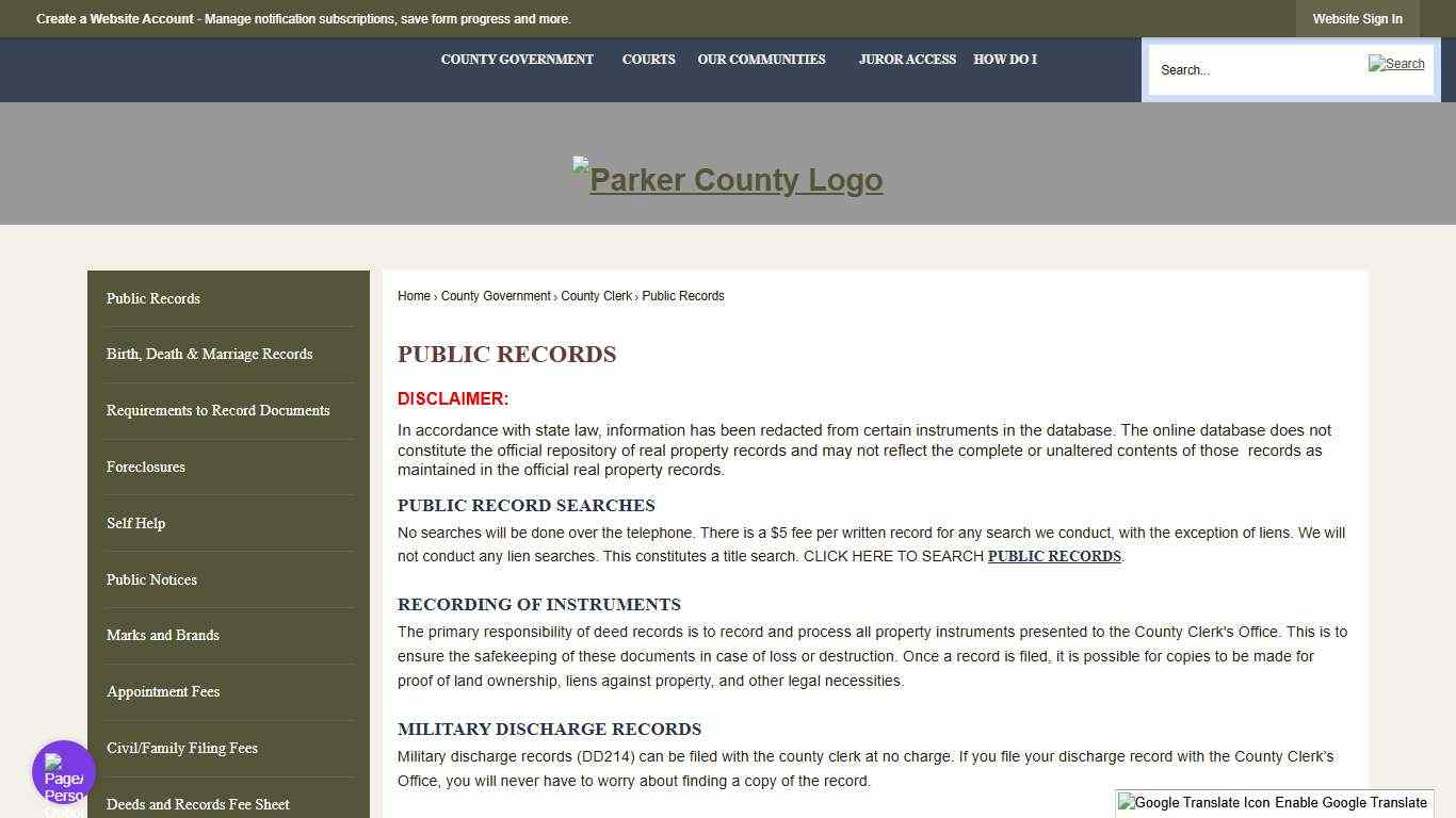 Public Records | Parker County, TX - Official Website